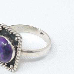 Vintage Southwestern Rare Purple Mohave Turquoise Sterling Silver Ring Size 8.5 image 5