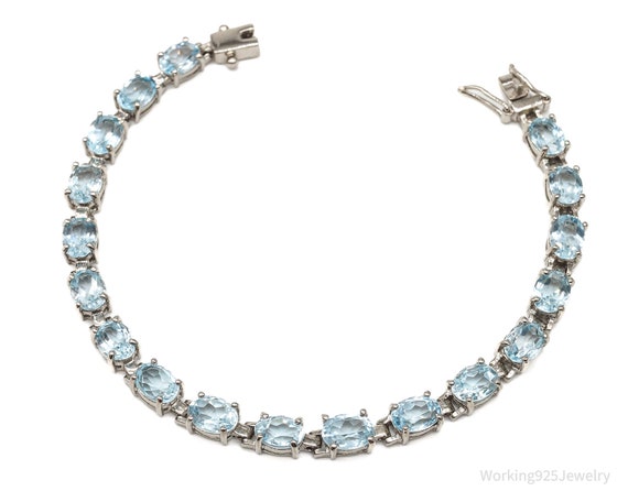 Vintage Blue Topaz Sterling Silver Bracelet - image 3
