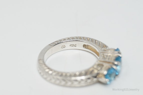 Vintage Blue Topaz Sterling Silver Ring - SZ 8 - image 7
