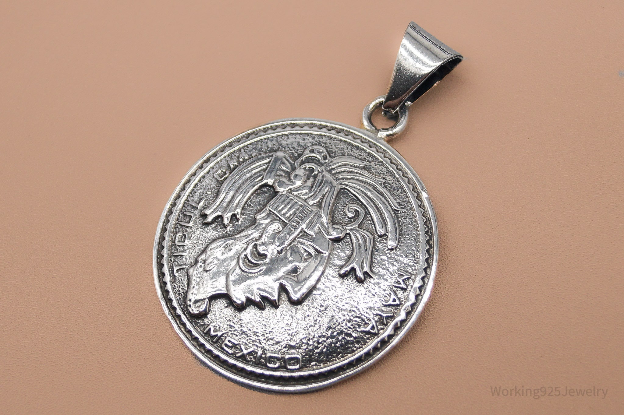 Large Vintage Mexico Mayan Warrior Sterling Silver Pendant - Etsy