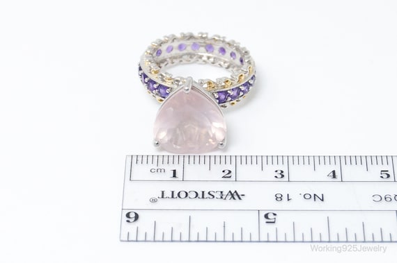Pink Chalcedony Amethyst Gold Vermeil Sterling Si… - image 7