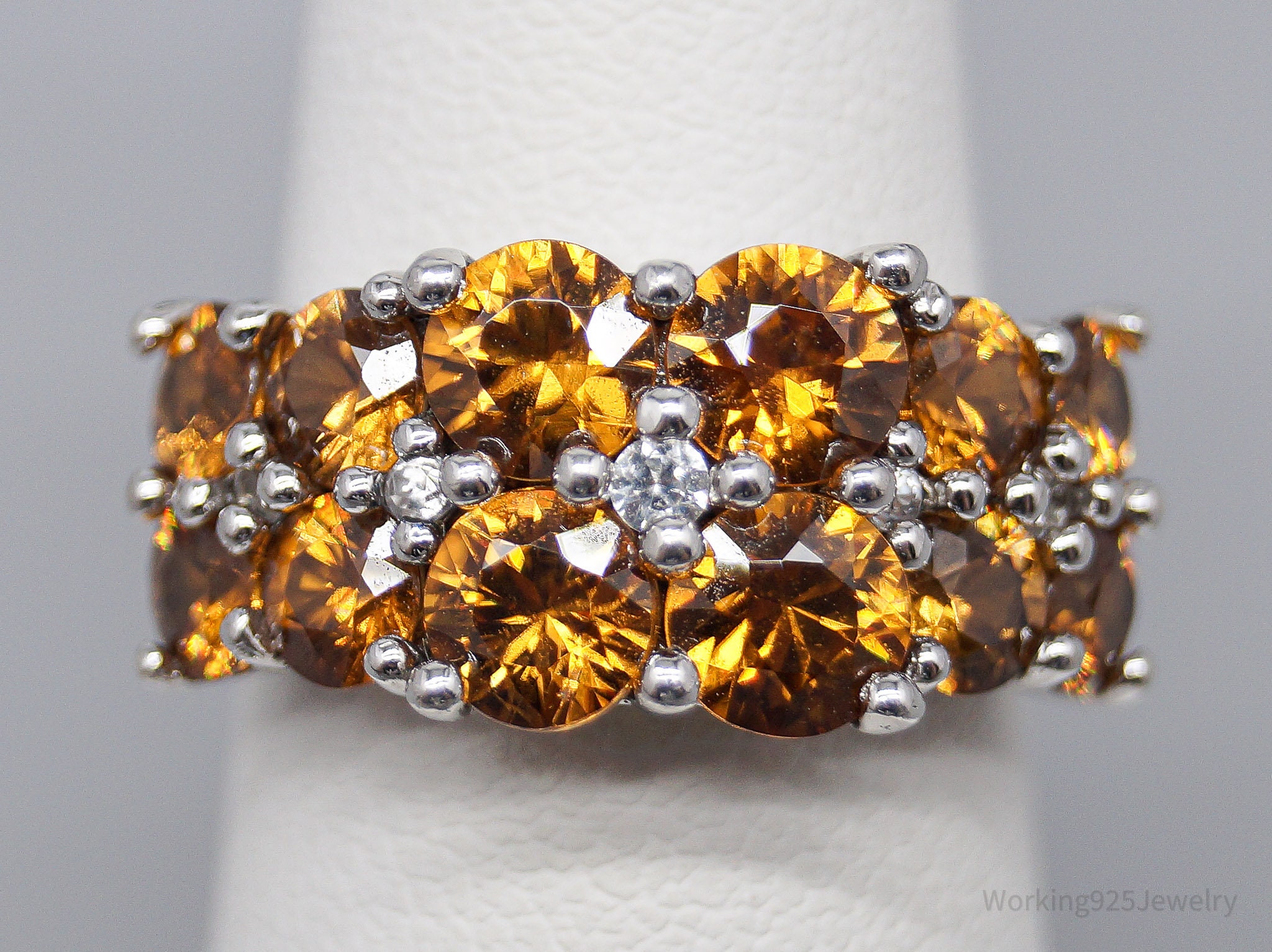 Vintage Citrine & Cubic Zirconia Sterling Silver Ring - Size 6 - Etsy