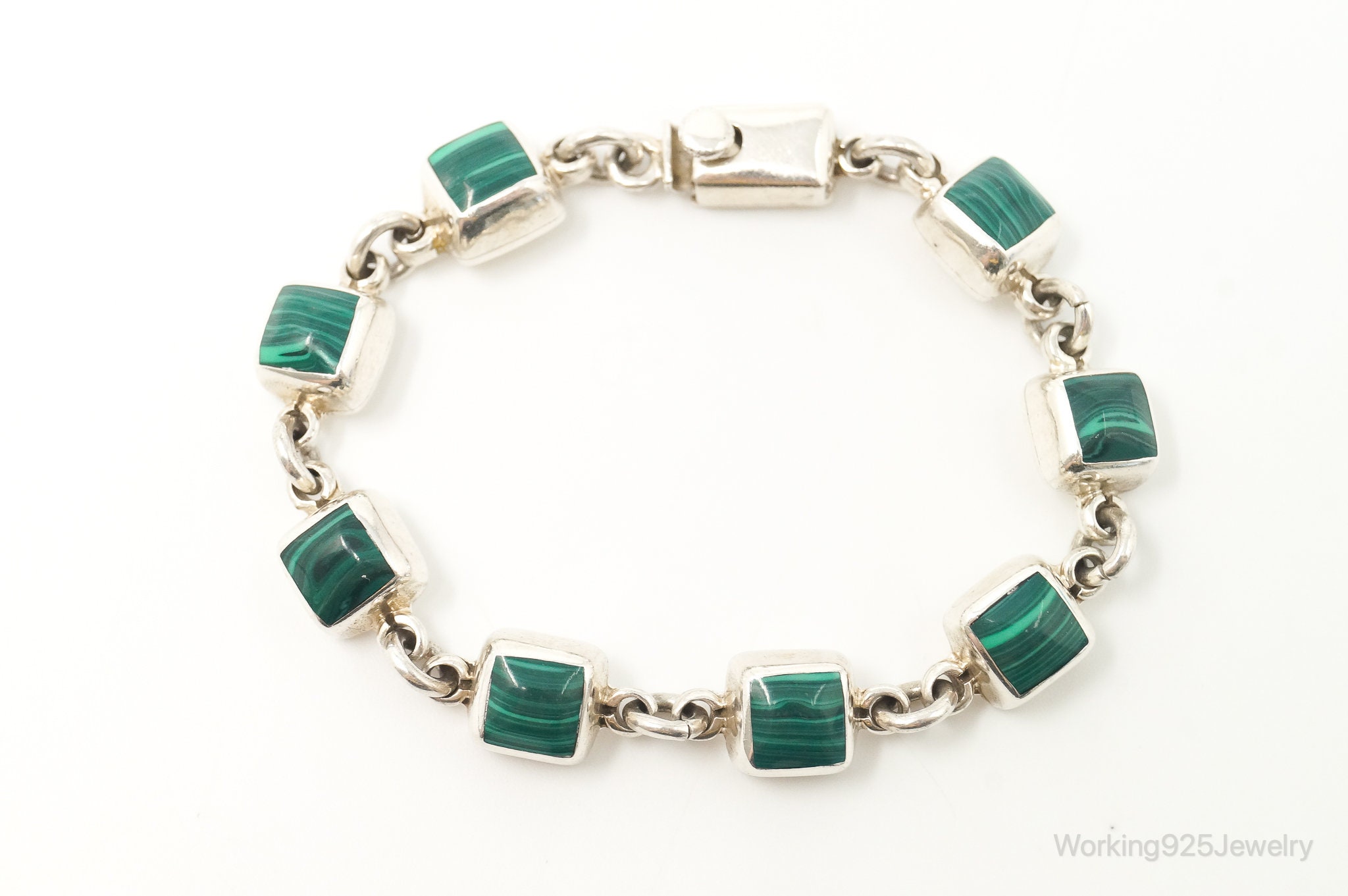 Vintage Taxco Mexico Malachite Southwestern Sterling Silver Bracelet - Etsy