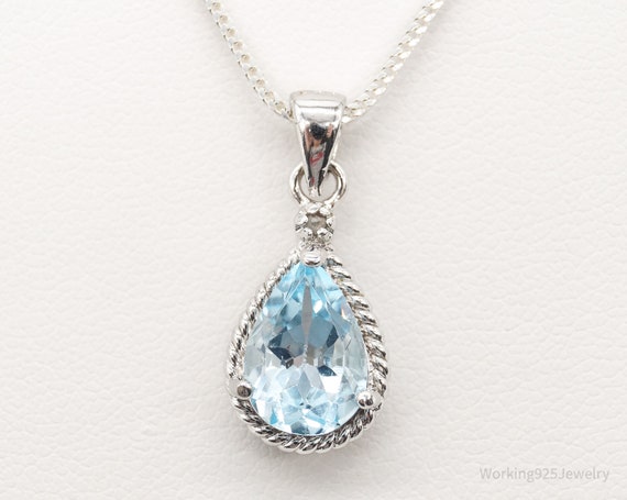 Vintage Designer DBJ Blue Topaz Diamond Sterling S