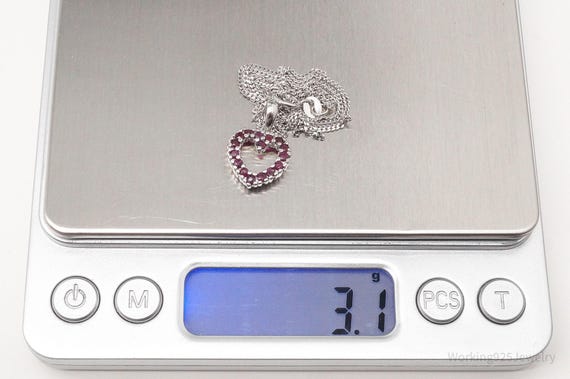 Vintage Designer Ross Simons Ruby Heart Sterling … - image 7