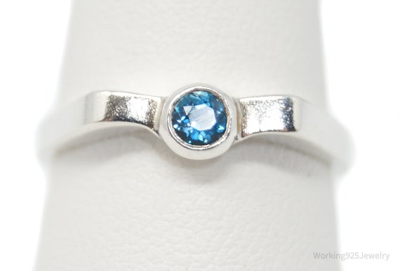 Vintage Deco Style Blue Topaz Sterling Silver Rin… - image 1
