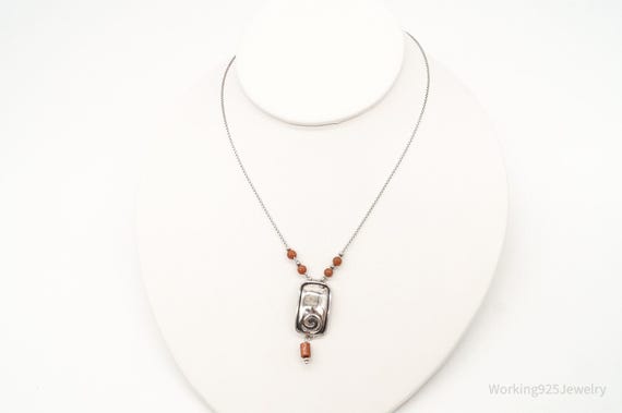 Designer Silpada Goldstone Hammered Sterling Silv… - image 1