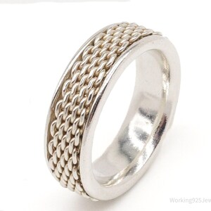 Vintage Espo Sig Chainlink Sterling Silber Ring - Größe 9,75