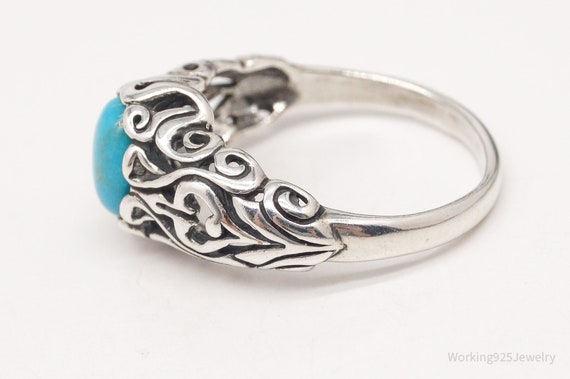Vintage Blue Turquoise Scroll Swirl Sterling Silv… - image 5