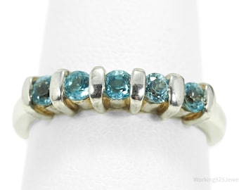 Vintage Blue Topaz Sterling Silver Ring - Size 8