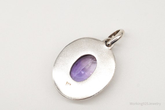 Large Vintage Amethyst Two Tone Sterling Silver P… - image 7