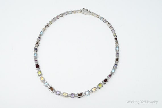 Vintage Multi Stone Sterling Silver Necklace - image 7