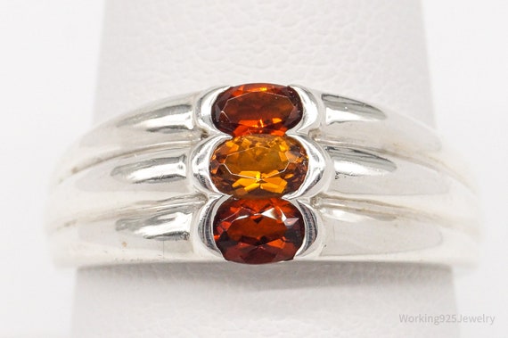 Vintage Citrine Sterling Silver Ring Size 9 - image 4