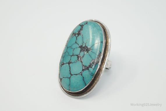 Vintage Native American Unsigned Large Turquoise … - image 4