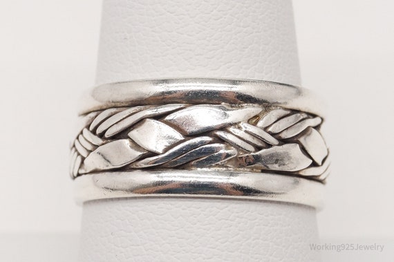 Vintage Weave Braid Sterling Silver Band Ring - S… - image 4