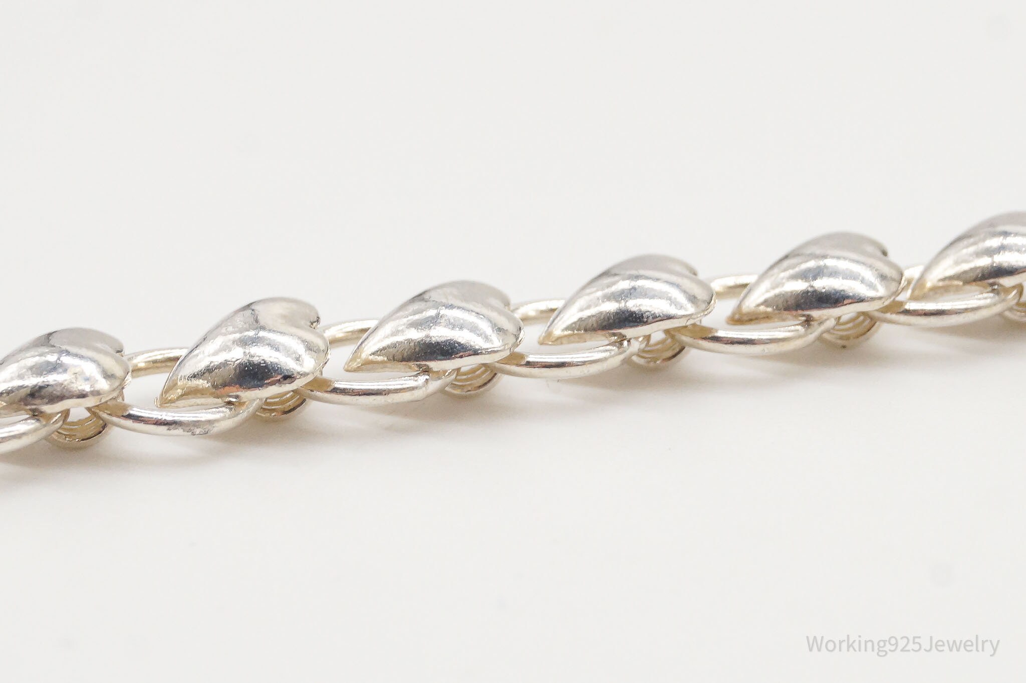 ヴィンテージ！Silver Puffy Chain Heart ブレスレット Vintage Sterling Silver Puffy Heart Link Bracelet - Etsy