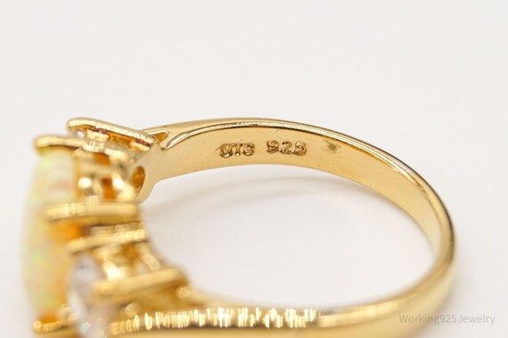 Designer UTC Opal Cubic Zirconia Gold Vermeil Ste… - image 7