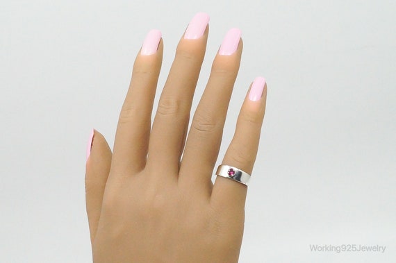 Vintage Lab Ruby Sterling Silver Ring - Size 5.5 - image 6