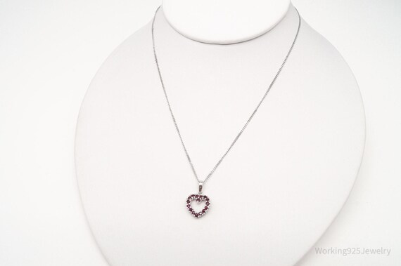 Vintage Designer Ross Simons Ruby Heart Sterling … - image 4