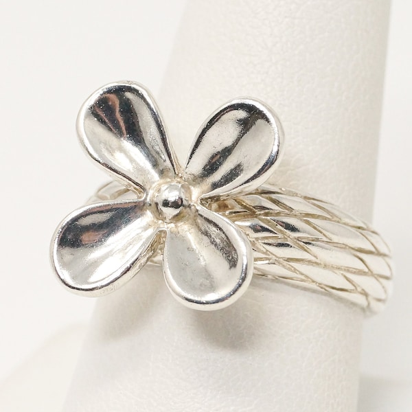 Vintage Designer Carolyn Pollack Relios Flower Sterling Silver Ring - Sz 8.75