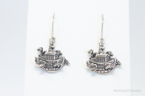 Vintage Noahs Ark Sterling Silver Earrings - image 3