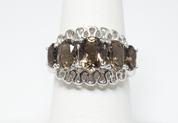 Vintage Designer Smoky Topaz  Sterling Silver Sta… - image 1