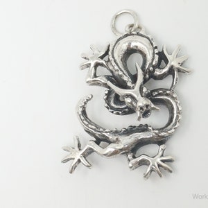 Vintage Dragon Sterling Silver Necklace Pendant image 3