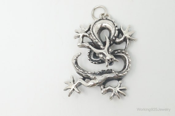 Vintage Dragon Sterling Silver Necklace Pendant - image 3