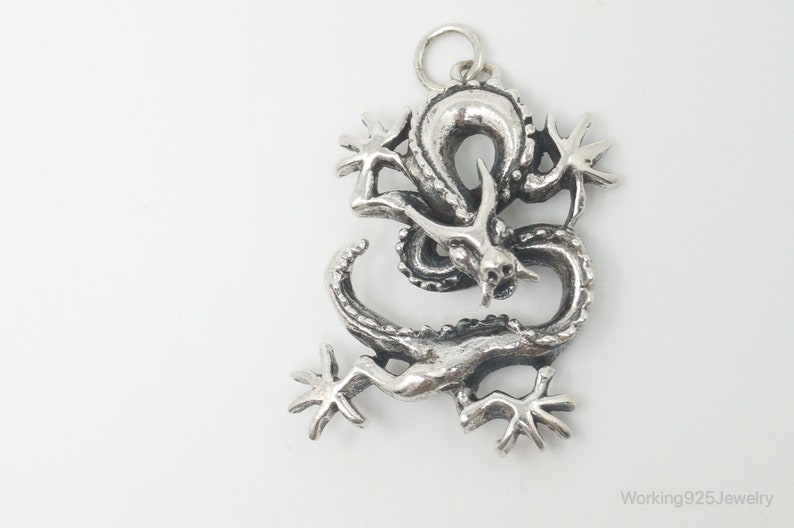 Vintage Dragon Sterling Silver Necklace Pendant image 3