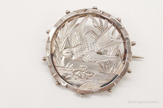 Antique Bird Standard Silver Sweetheart Love Pin … - image 5