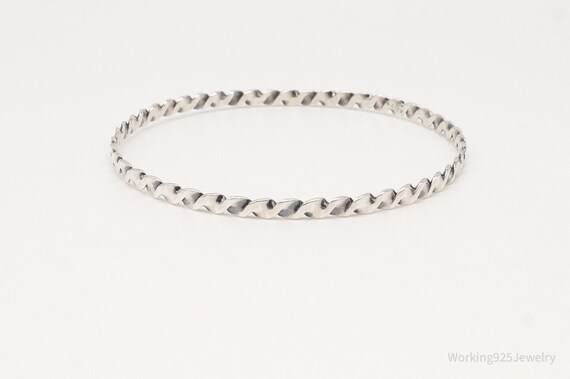 Antique Twist Sterling Silver Bangle Stack Stacke… - image 4