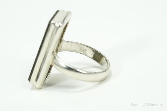 Vintage Large Rectangle Labradorite Sterling Silv… - image 8