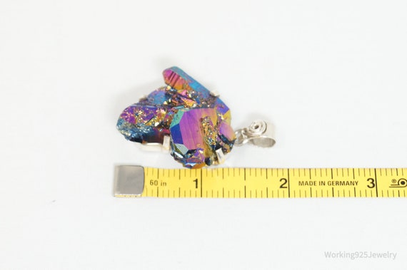 Vintage Large Rainbow Aura Quartz Sterling Silver… - image 8