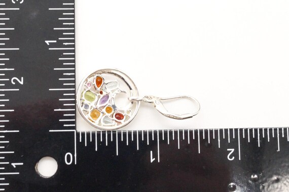Multi Gemstones Sterling Silver Dangle Earrings - image 9