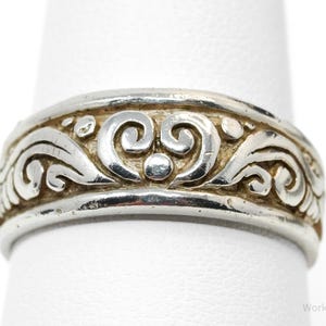 Vintage Scroll Design Sterling Silver Band Ring - Size 9