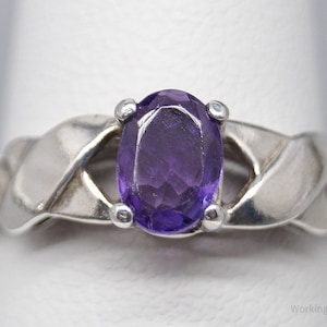 Vintage Amethyst Sterling Silber Ring - Größe 7