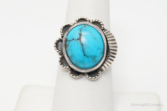 Vintage Native American Turquoise Unsigned Sterli… - image 3