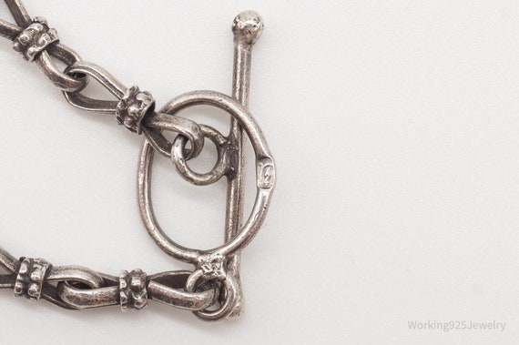 Vintage Brutalist Silver Toggle Necklace - image 7