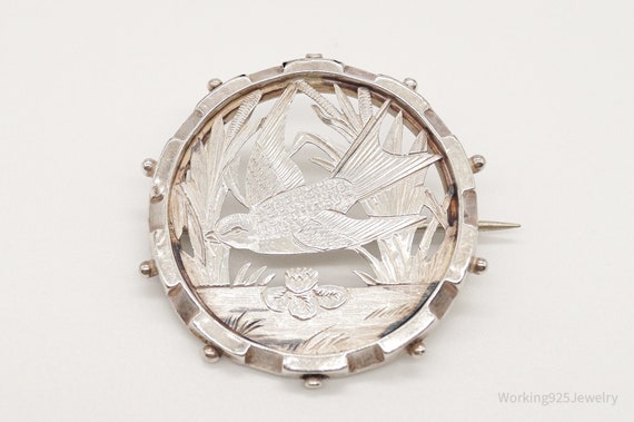 Antique Bird Standard Silver Sweetheart Love Pin … - image 1