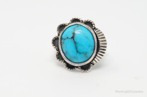 Vintage Native American Turquoise Unsigned Sterli… - image 4