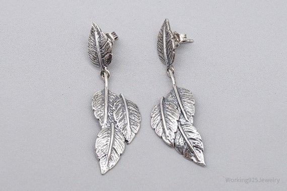 Vintage Israel Designer Leaves Sterling Silver Ea… - image 3