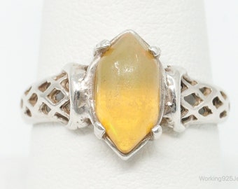 Yellow Opal Sterling Silver Ring - Size 9