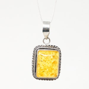Large Vintage Amber Modernist Sterling Silver Necklace Pendant image 5