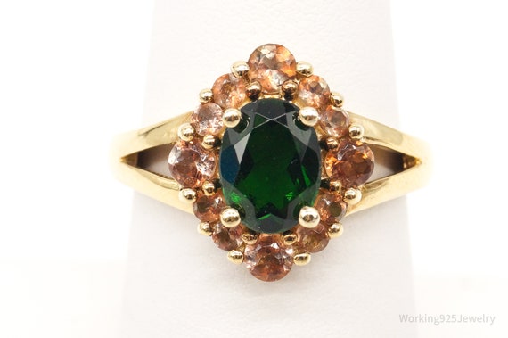 Vintage Peridot Champagne Color Stone Gold Vermei… - image 3