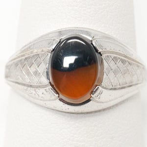 Antique Designer Clark Coombs Montana Agate Sterling Silver Ring - Sz 10