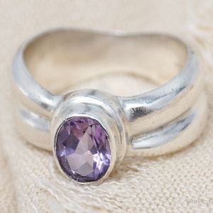 Vintage SARDA Amethyst Sterling Silber Ring - Größe 7