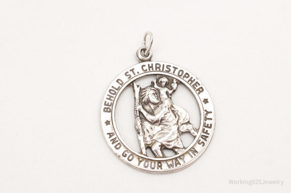 Vintage Saint Christopher Sterling Silver Pendant - image 4