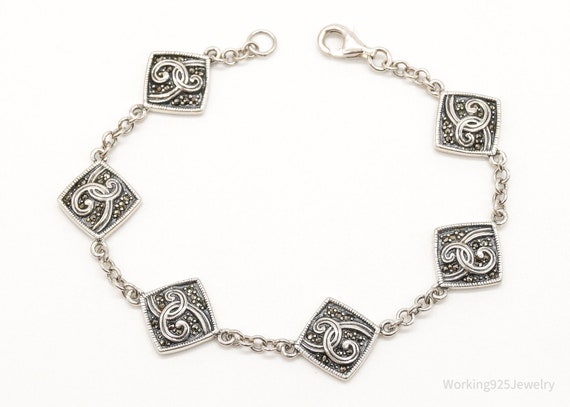 Vintage Art Deco Style Marcasite Sterling Silver … - image 1