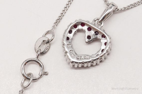 Vintage Designer Ross Simons Ruby Heart Sterling … - image 6