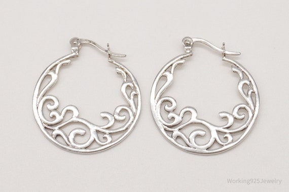 Vintage Art Nouveau Vines Sterling Silver Earrings - image 4